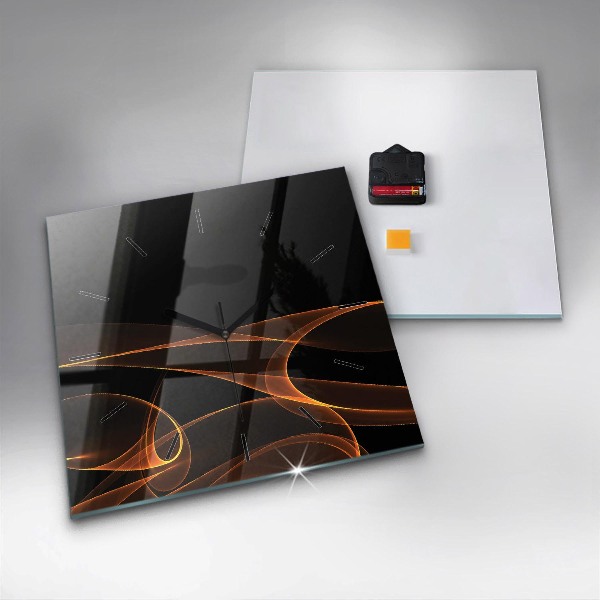 Čtvercové nástěnné hodiny Oranžové linie