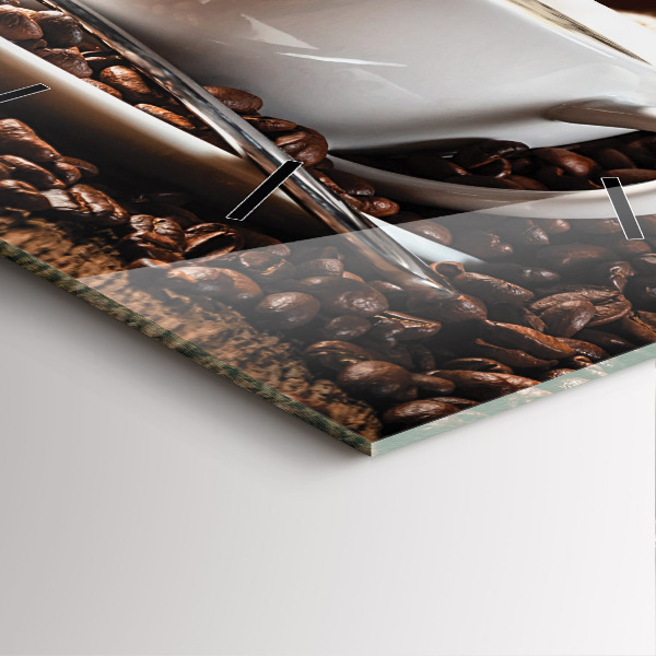 Čtvercové nástěnné hodiny Šálek kávy