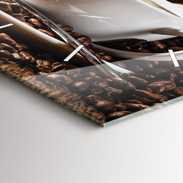 Čtvercové nástěnné hodiny Šálek kávy