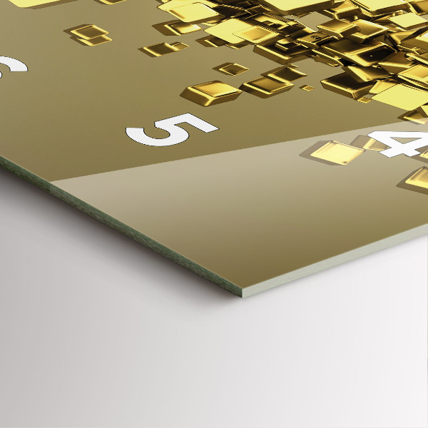 Čtvercové nástěnné hodiny Zlaté čtverce