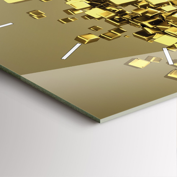 Čtvercové nástěnné hodiny Zlaté čtverce