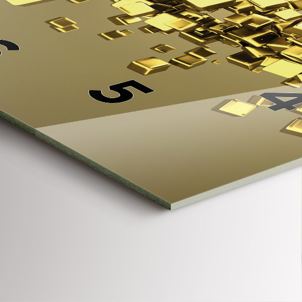 Čtvercové nástěnné hodiny Zlaté čtverce