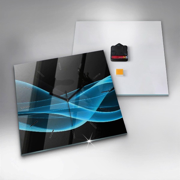 Čtvercové nástěnné hodiny Modrá abstrakce