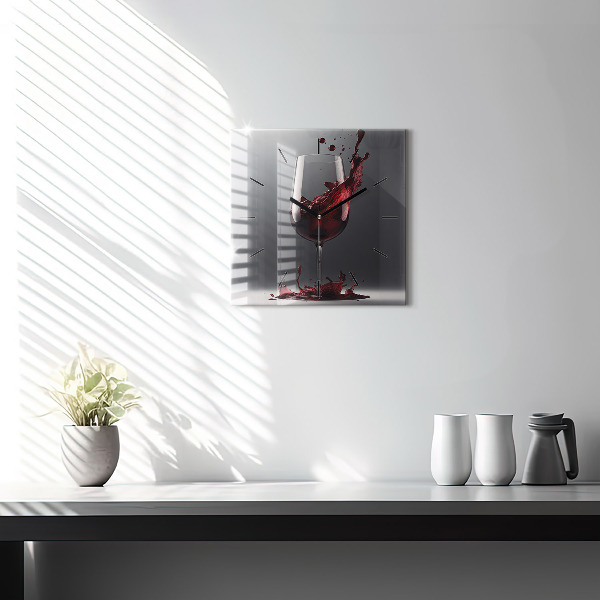 Čtvercové nástěnné hodiny Lampa s červeným vínem