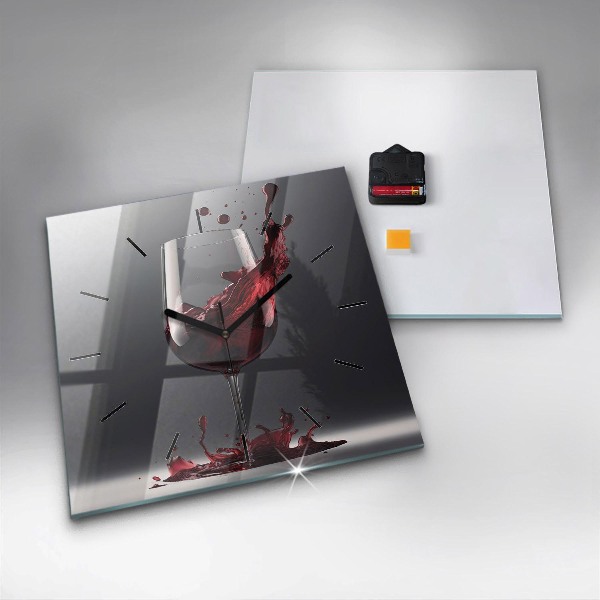 Čtvercové nástěnné hodiny Lampa s červeným vínem