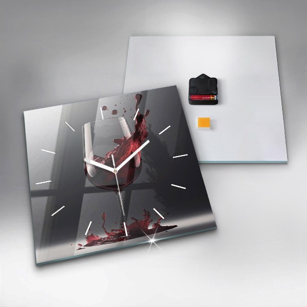 Čtvercové nástěnné hodiny Lampa s červeným vínem