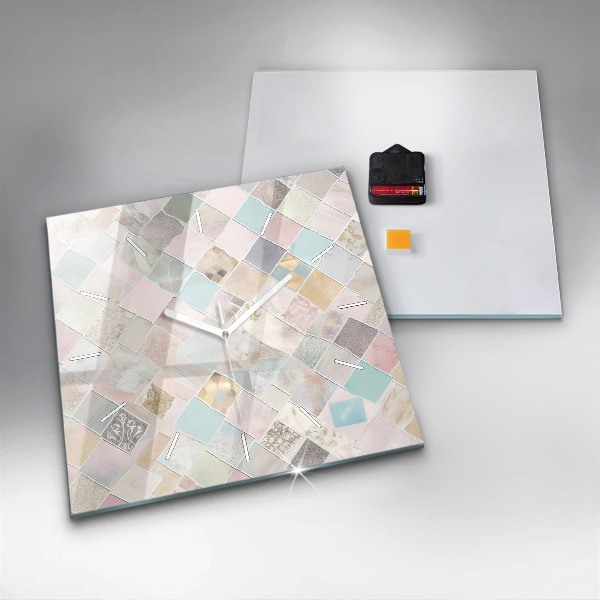 Čtvercové nástěnné hodiny Barevné dlaždice