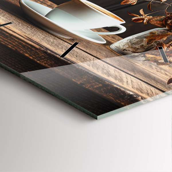 Čtvercové nástěnné hodiny Šálek kávy