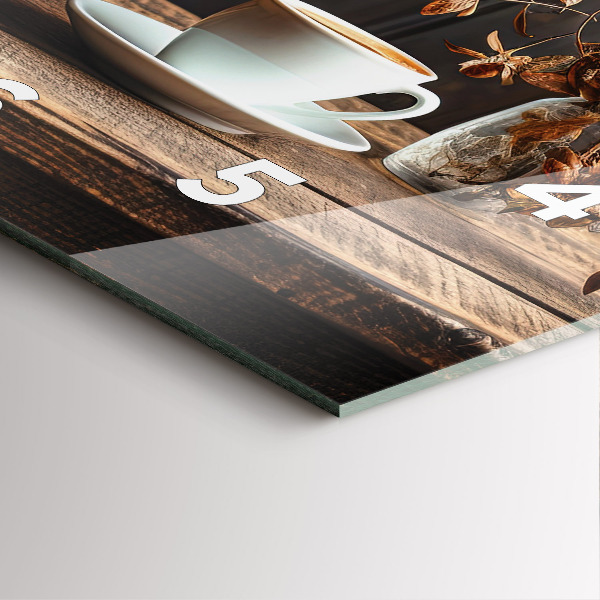 Čtvercové nástěnné hodiny Šálek kávy