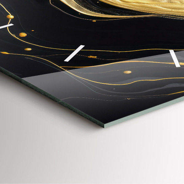 Čtvercové nástěnné hodiny Zlatý mramor