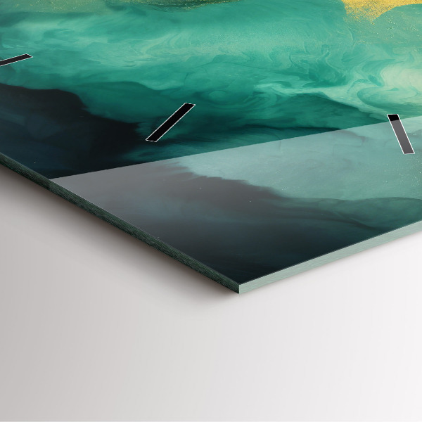 Čtvercové nástěnné hodiny Zelený mramor