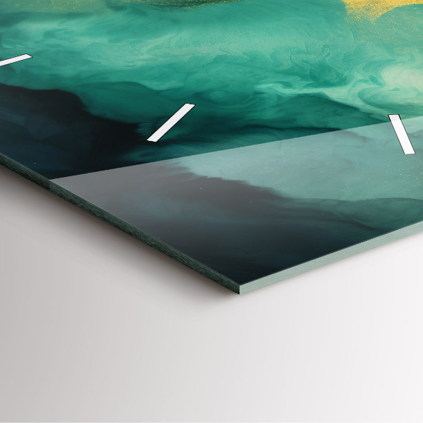 Čtvercové nástěnné hodiny Zelený mramor