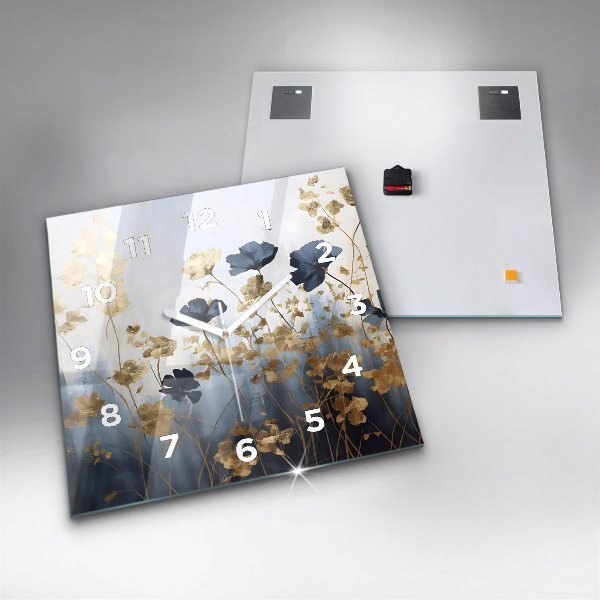 Čtvercové nástěnné hodiny Abstraktní květiny