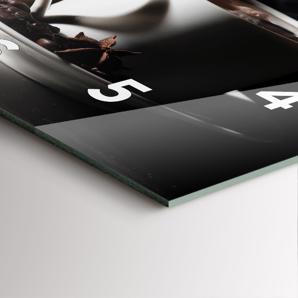 Čtvercové nástěnné hodiny Šálek kávy