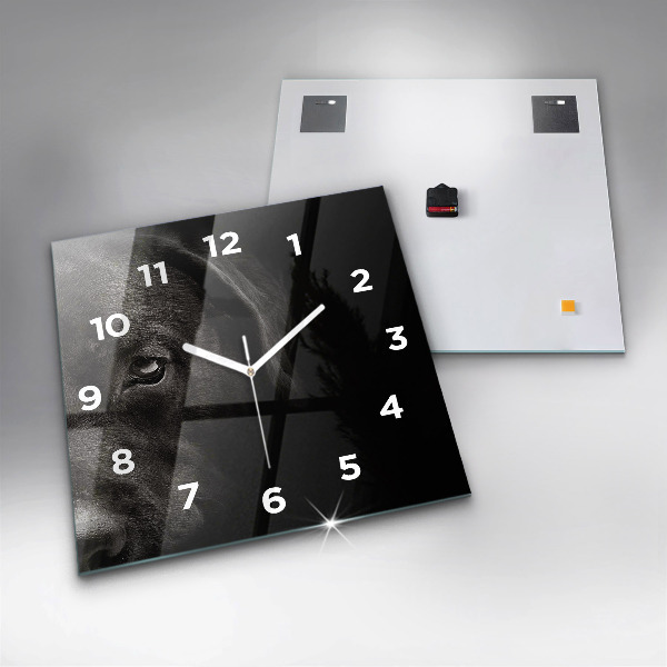 Skleněné hodiny čtvercové Skotský pes a kočka