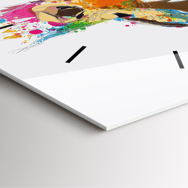 Skleněné hodiny čtvercové Barevná hlava jelena