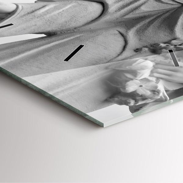 Čtvercové nástěnné hodiny Stará socha anděla