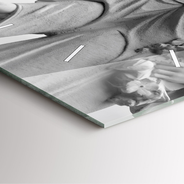 Čtvercové nástěnné hodiny Stará socha anděla