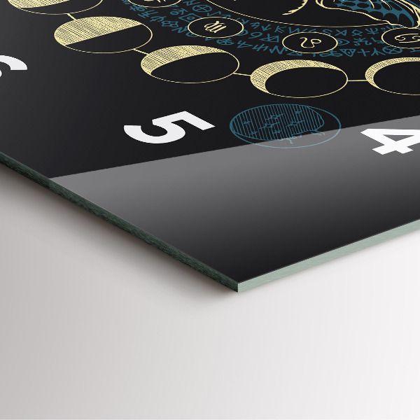 Čtvercové nástěnné hodiny Fáze měsíce a hmyz