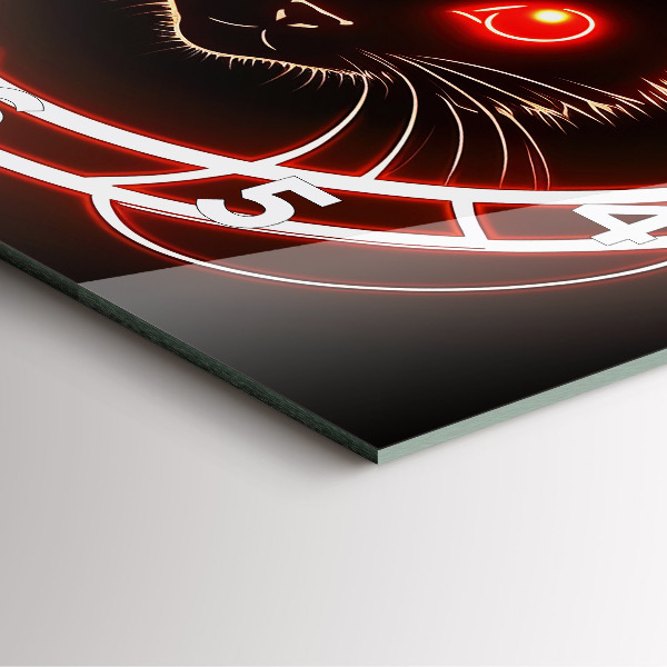 Čtvercové nástěnné hodiny Kočka s červenýma očima