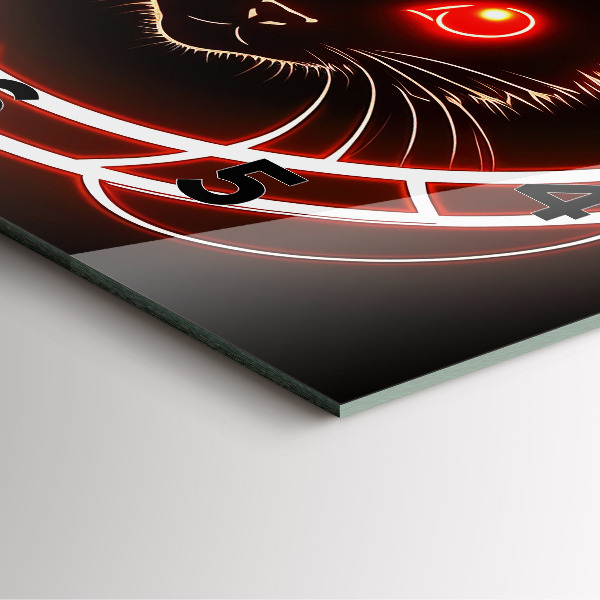 Čtvercové nástěnné hodiny Kočka s červenýma očima