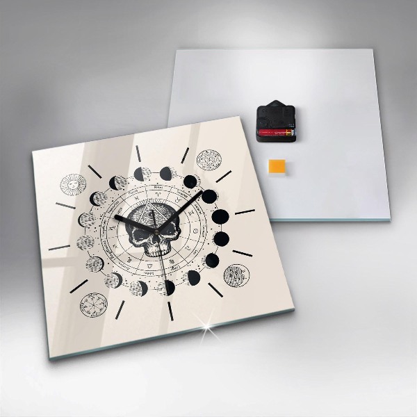 Čtvercové nástěnné hodiny Fáze měsíce