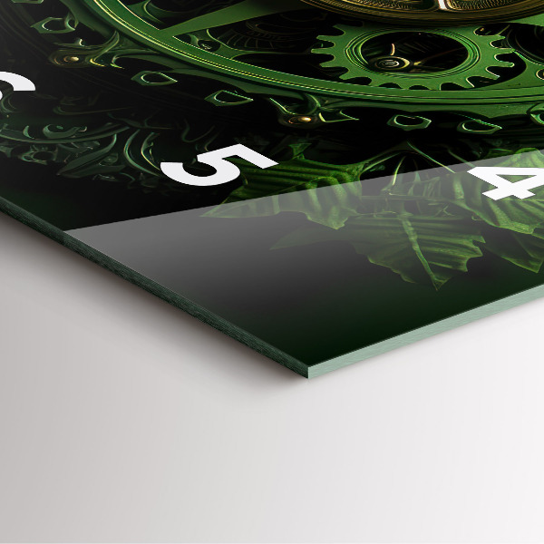 Čtvercové nástěnné hodiny Zelený mechanismus