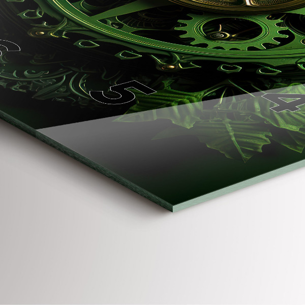 Čtvercové nástěnné hodiny Zelený mechanismus