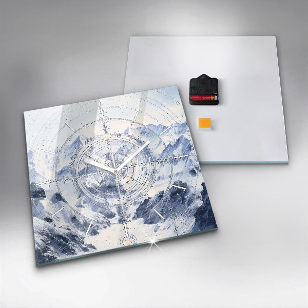 Čtvercové nástěnné hodiny Modré kresby