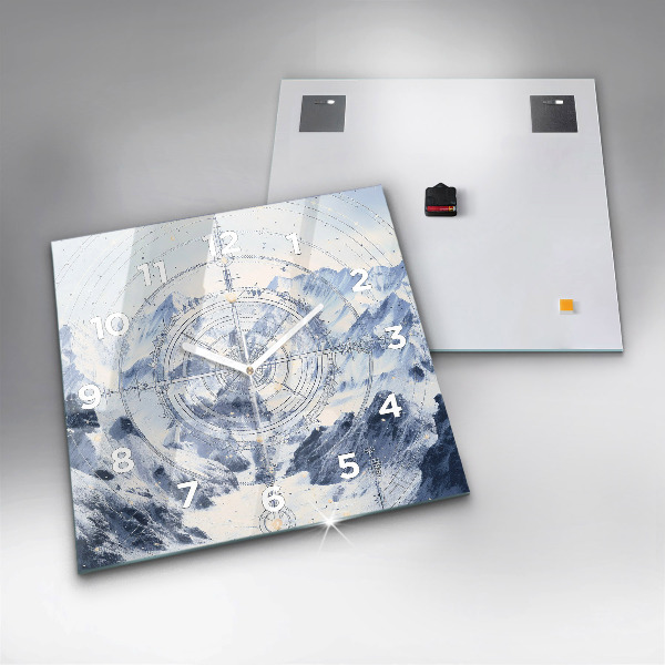 Čtvercové nástěnné hodiny Modré kresby
