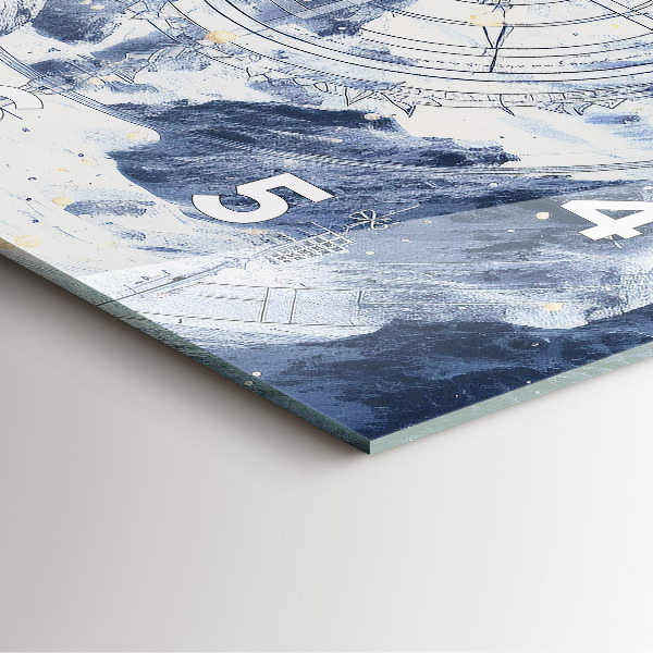 Čtvercové nástěnné hodiny Modré kresby