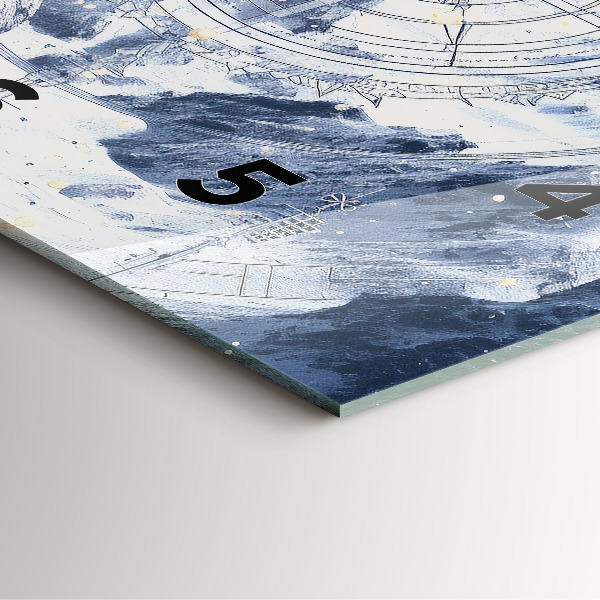 Čtvercové nástěnné hodiny Modré kresby