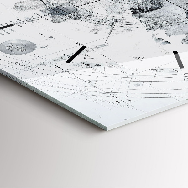 Čtvercové nástěnné hodiny Kresba hor