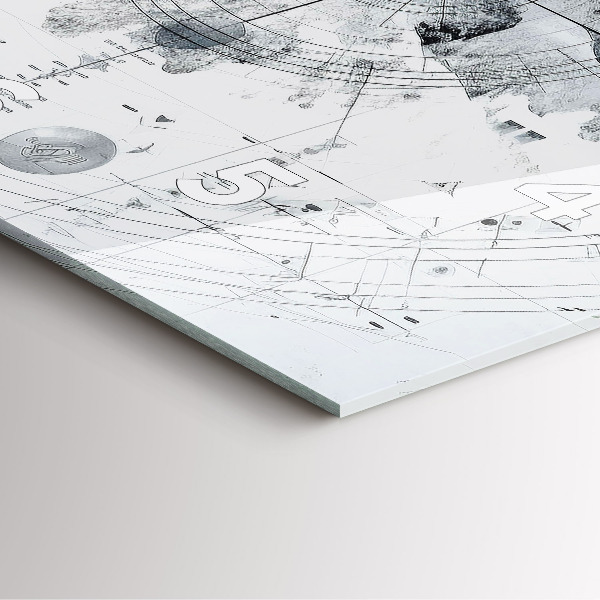 Čtvercové nástěnné hodiny Kresba hor