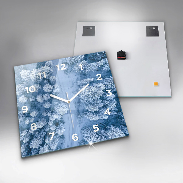 Čtvercové nástěnné hodiny Les z dronu