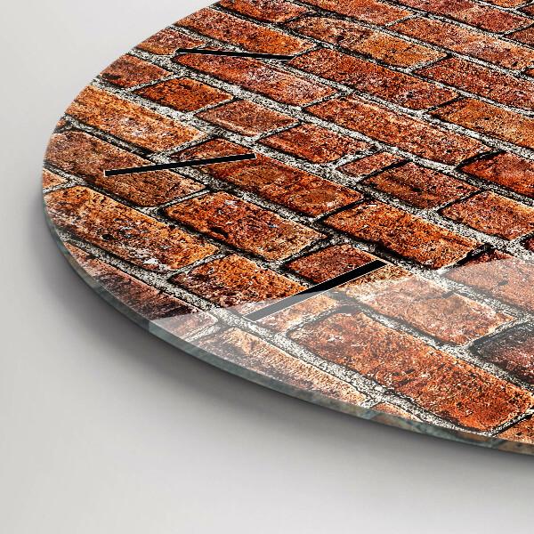 Kulaté skleněné hodiny s fotkou Stará cihlová zeď