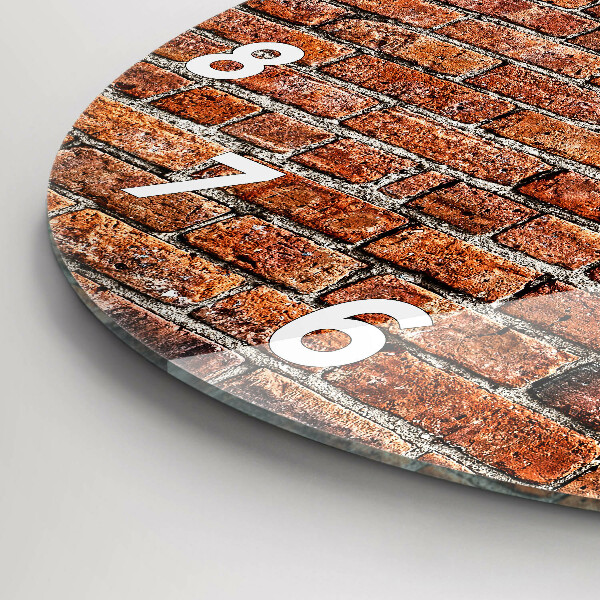 Kulaté skleněné hodiny s fotkou Stará cihlová zeď