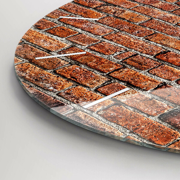 Kulaté skleněné hodiny s fotkou Stará cihlová zeď