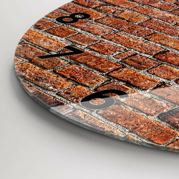 Kulaté skleněné hodiny s fotkou Stará cihlová zeď