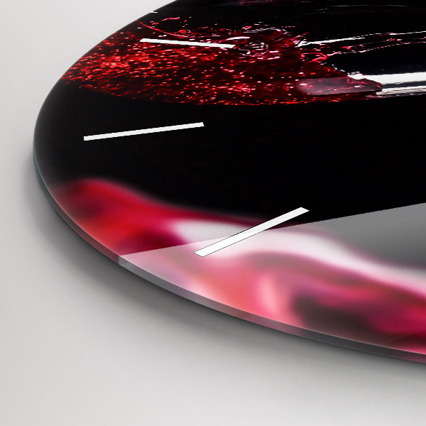 Kulaté skleněné hodiny s fotkou Červené víno