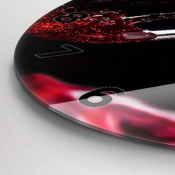 Kulaté skleněné hodiny s fotkou Červené víno