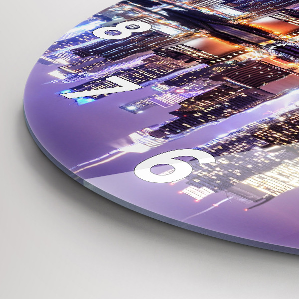 Kulaté skleněné hodiny s fotkou New York v noci