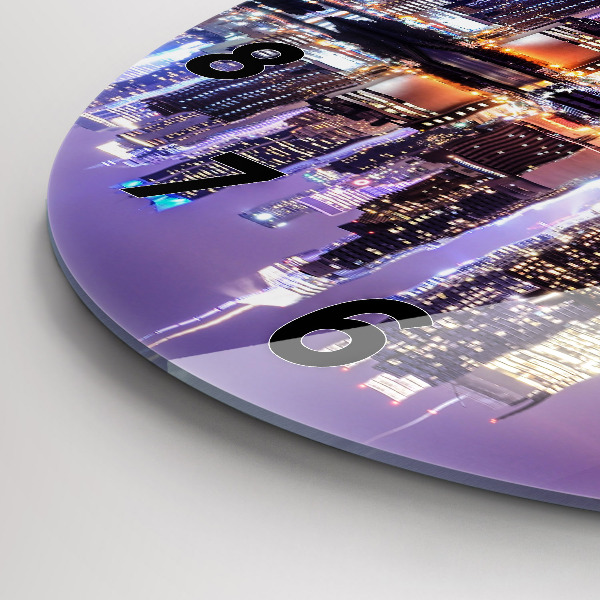 Kulaté skleněné hodiny s fotkou New York v noci