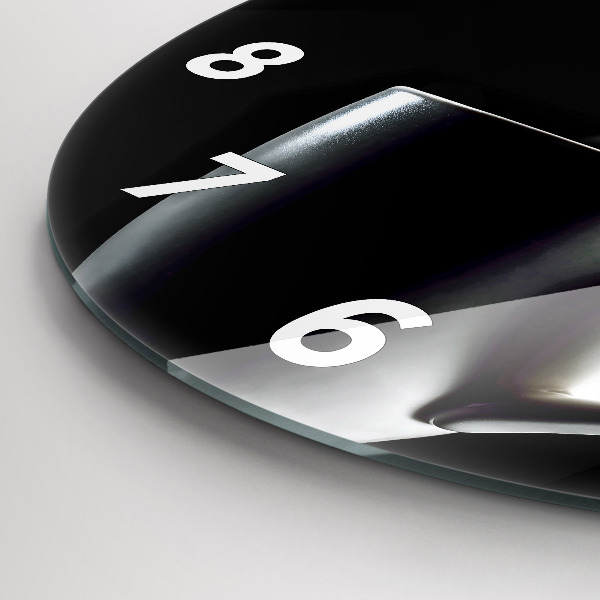 Kulaté skleněné hodiny s fotkou Šálek kávy