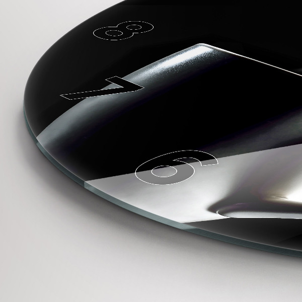 Kulaté skleněné hodiny s fotkou Šálek kávy