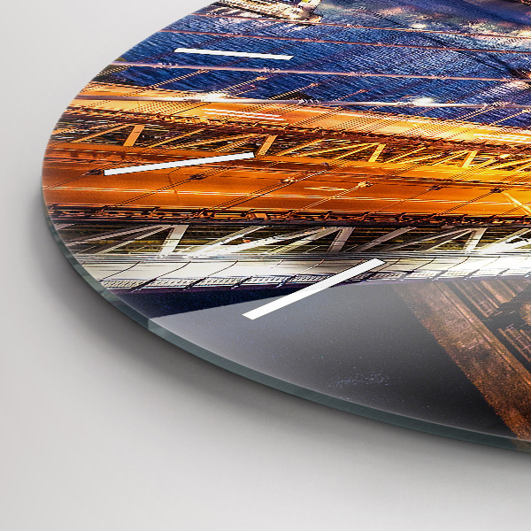 Kulaté skleněné hodiny s fotkou New York a západ slunce