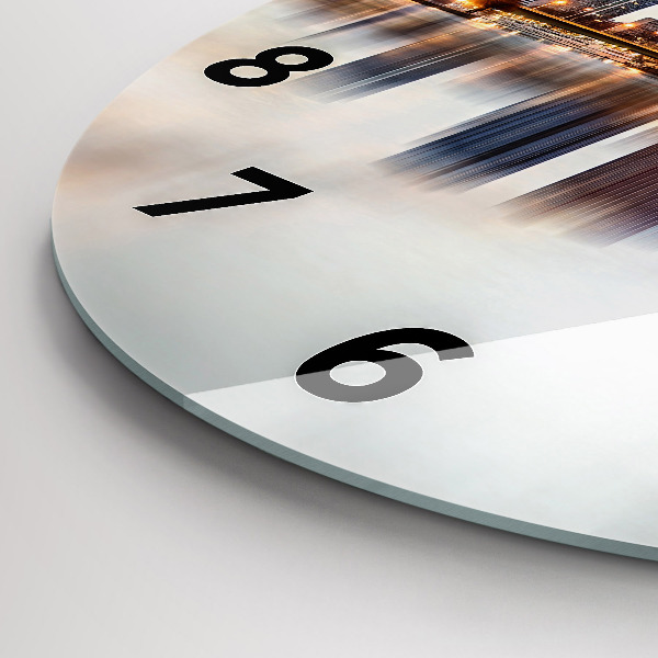 Kulaté skleněné hodiny s fotkou Panorama s Eiffelovou věží