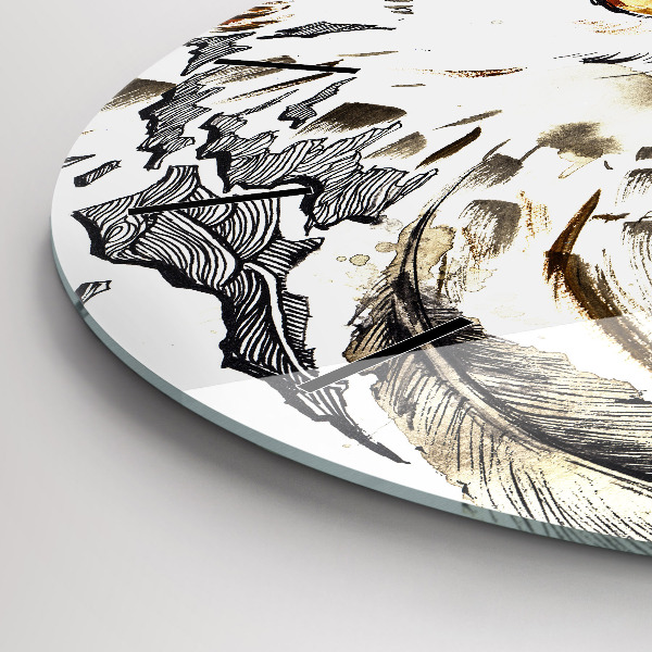 Kulaté skleněné hodiny s fotkou Sova symbol moudrosti