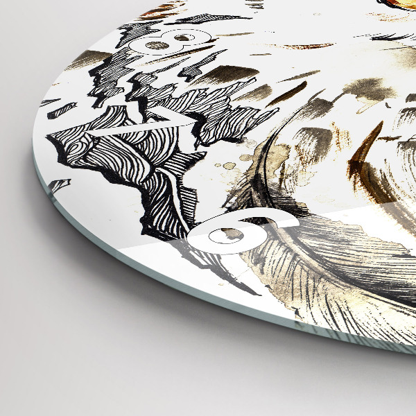 Kulaté skleněné hodiny s fotkou Sova symbol moudrosti