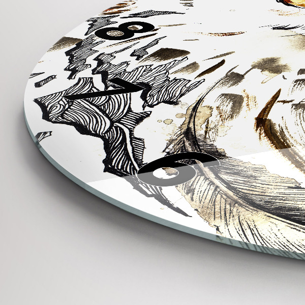 Kulaté skleněné hodiny s fotkou Sova symbol moudrosti